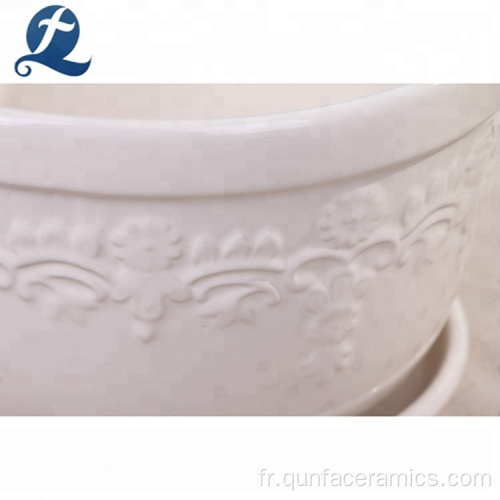 Lot de 3 pots de fleurs en relief en céramique